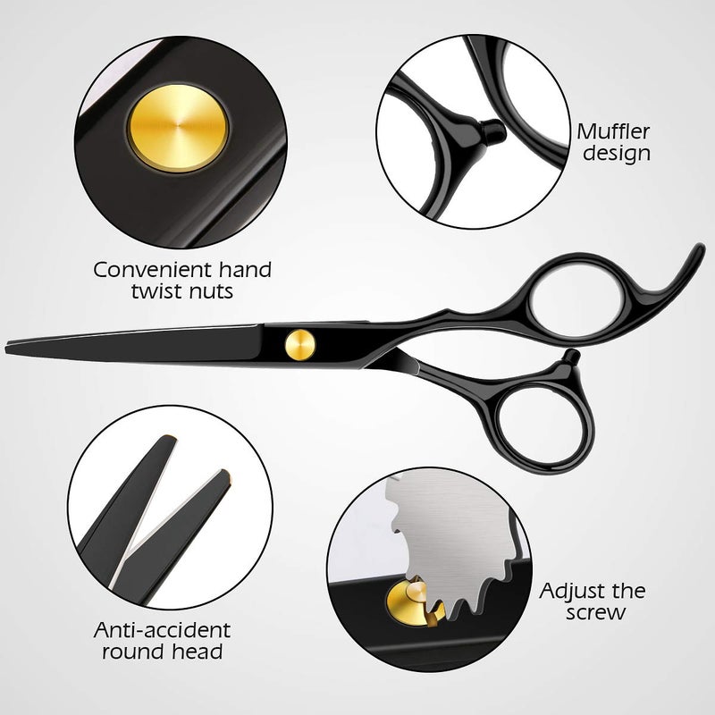 Himart Professional Home Hair Cutting Kit Home Haircutting Scissors Barber Salon Home Thinning Shears Kit with Comb Case for Men Women Black - Image 2
